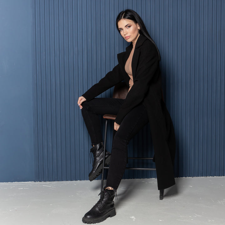 Toronto wool buttoned coat black