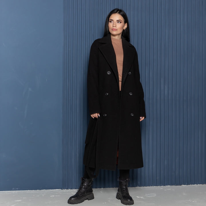 Toronto wool buttoned coat black
