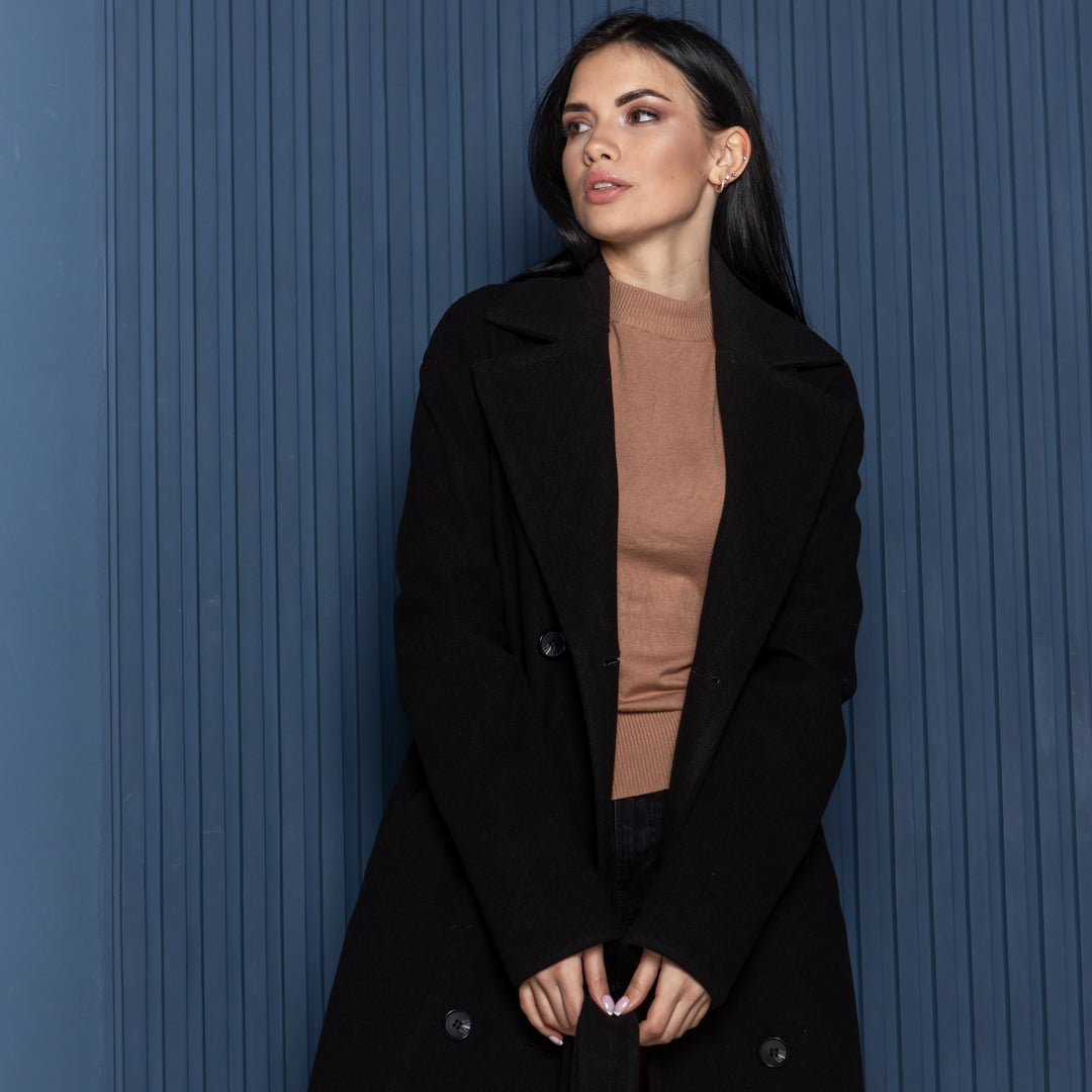 Toronto wool buttoned coat black