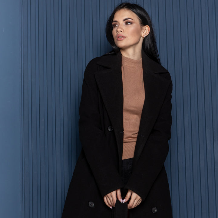 Toronto wool buttoned coat black