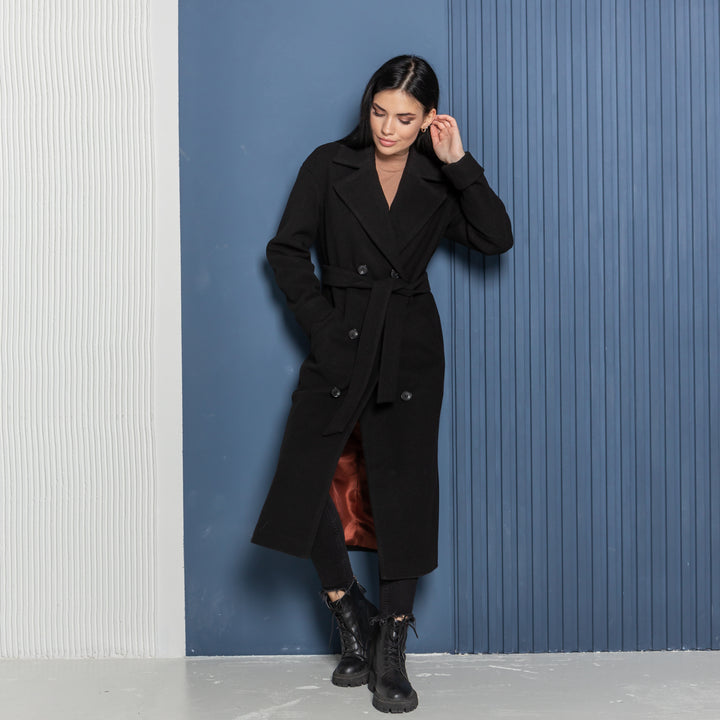 Toronto wool buttoned coat black