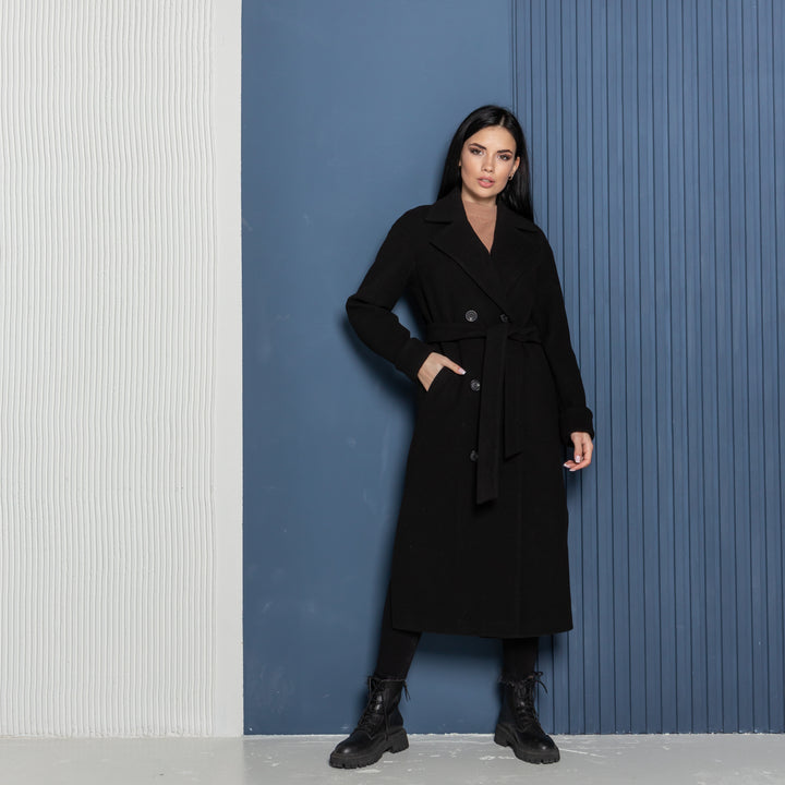 Toronto wool buttoned coat black
