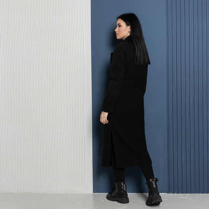 Toronto wool buttoned coat black