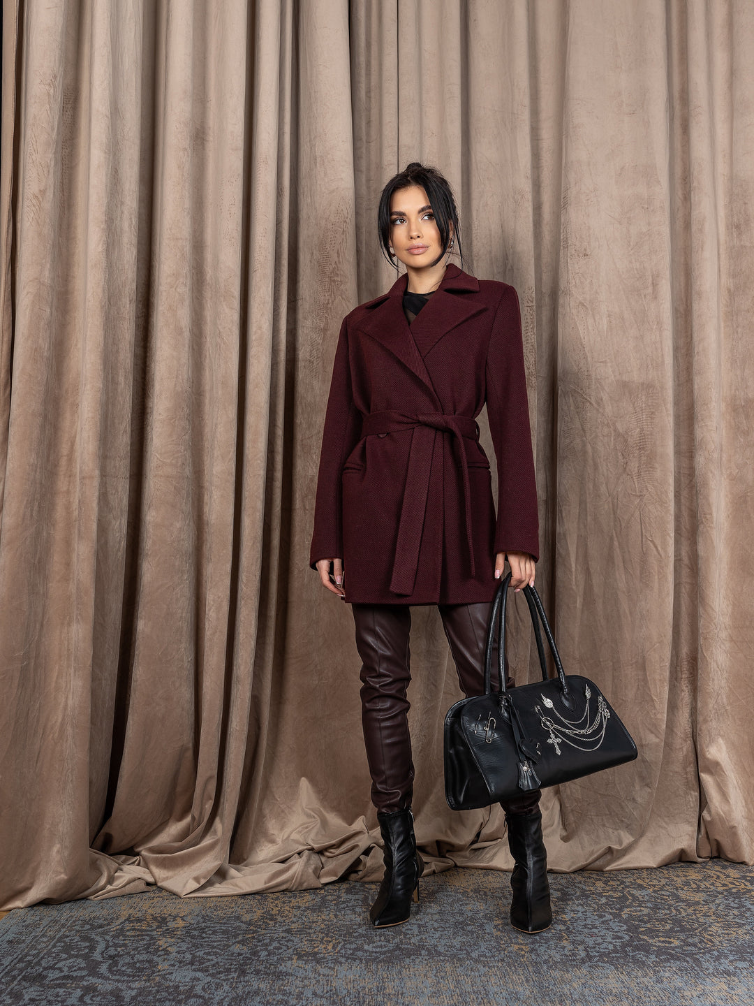 England Short Wrap Coat Burgundy
