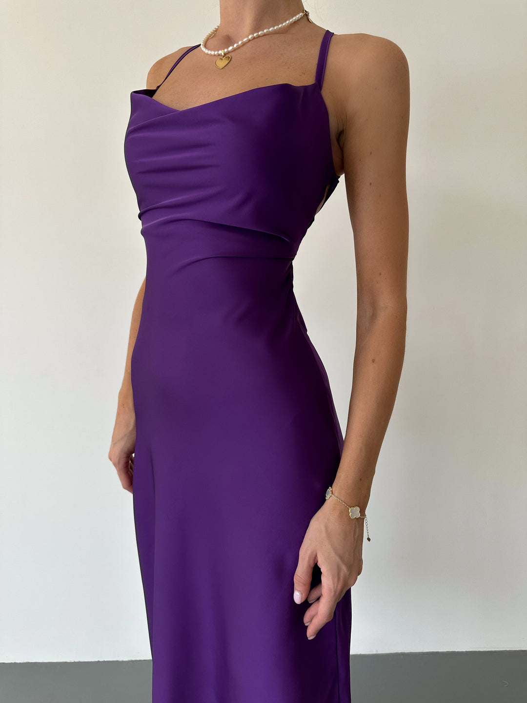 Ninel Silk Slip Dress Purple