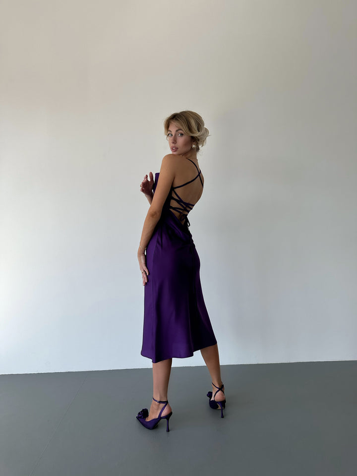 Ninel Silk Slip Dress Purple
