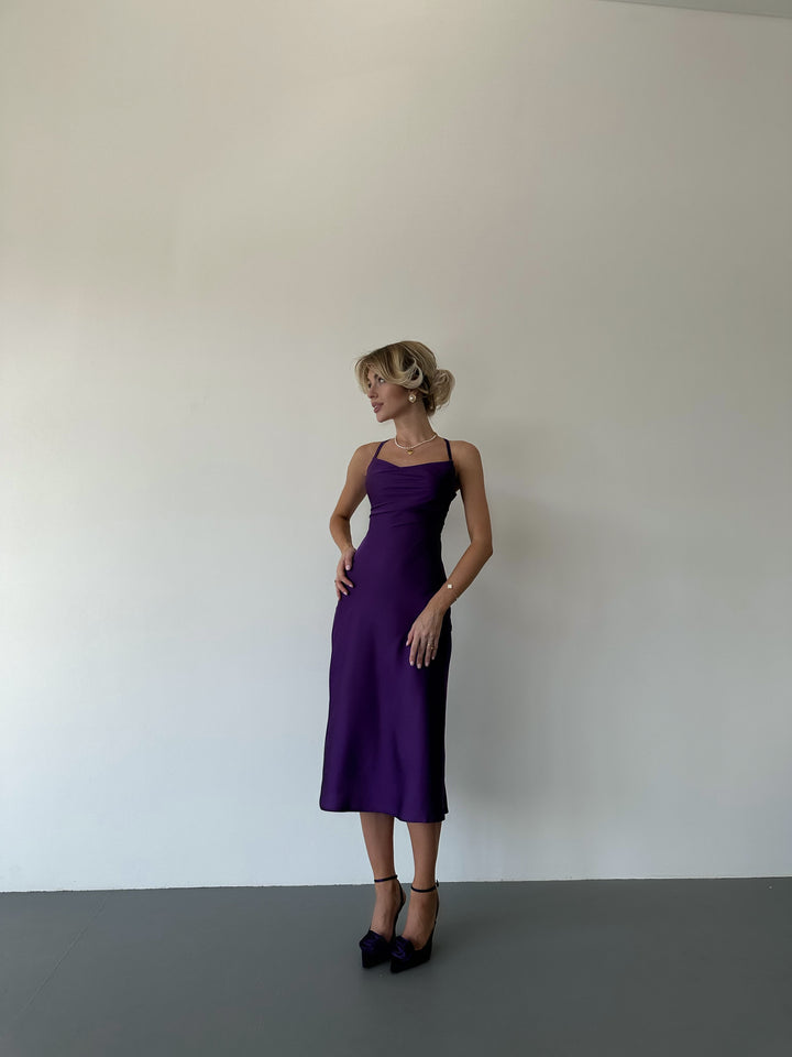 Ninel Silk Slip Dress Purple