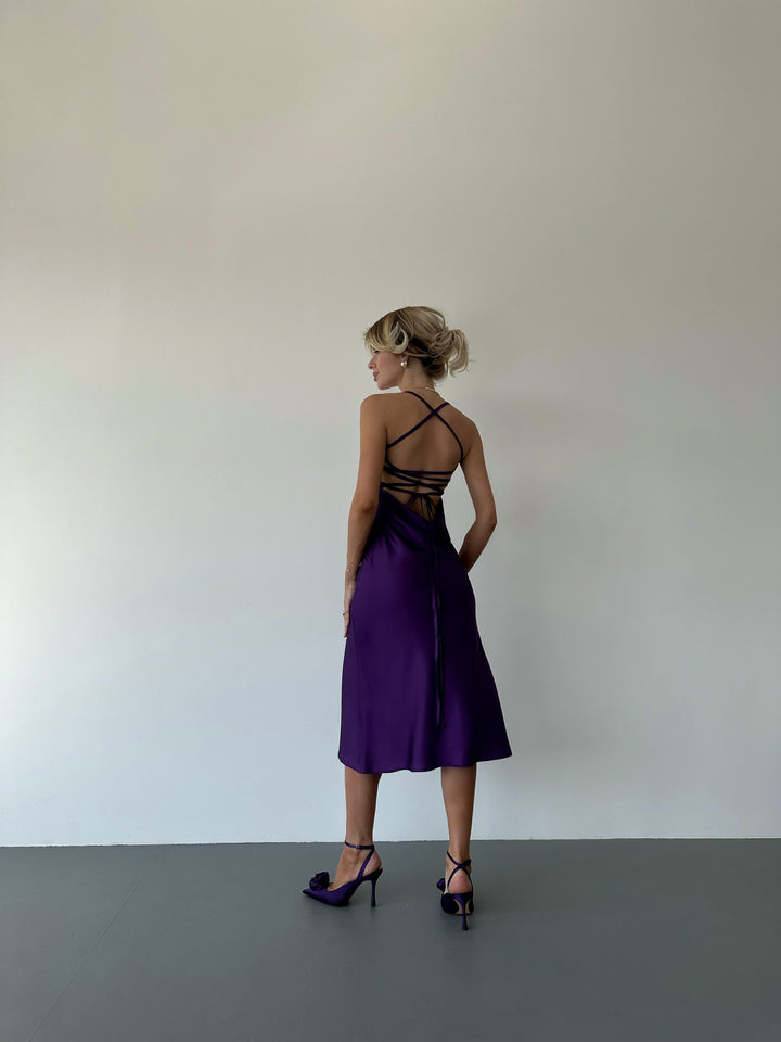 Ninel Silk Slip Dress Purple