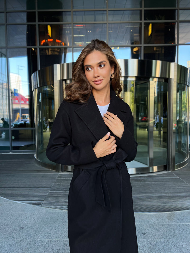 Madrid Wool Wrap coat Black