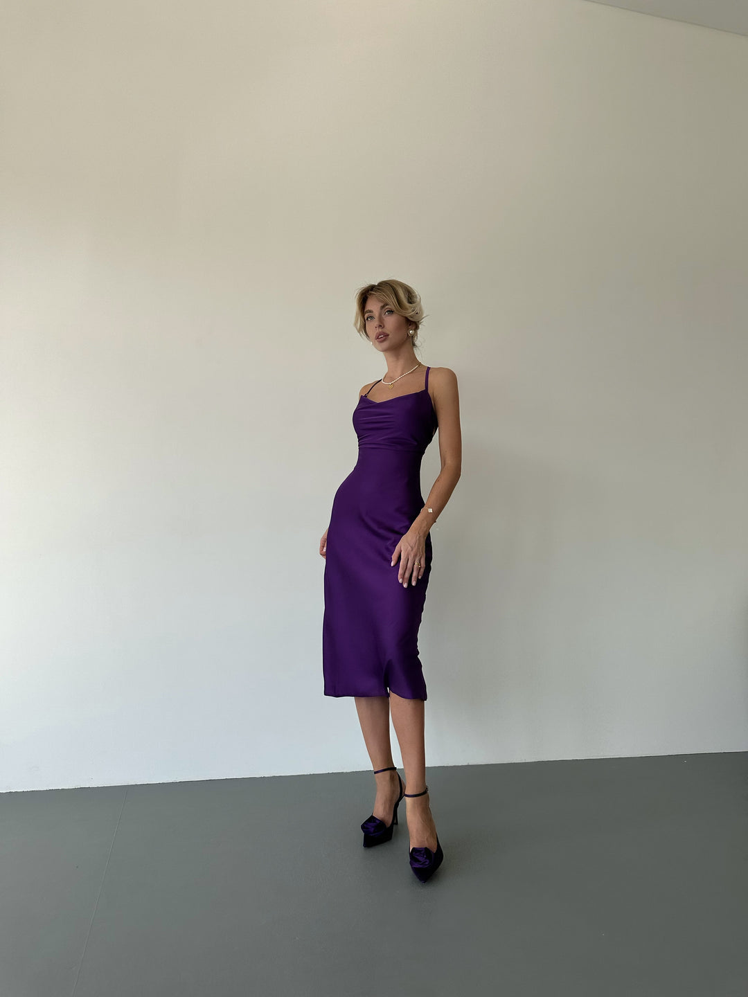 Ninel Silk Slip Dress Purple