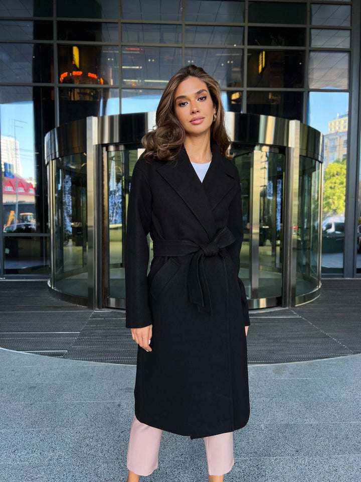 Madrid Wool Wrap coat Black