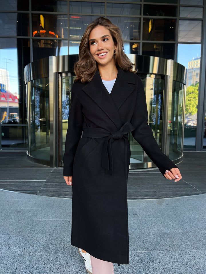 Madrid Wool Wrap coat Black