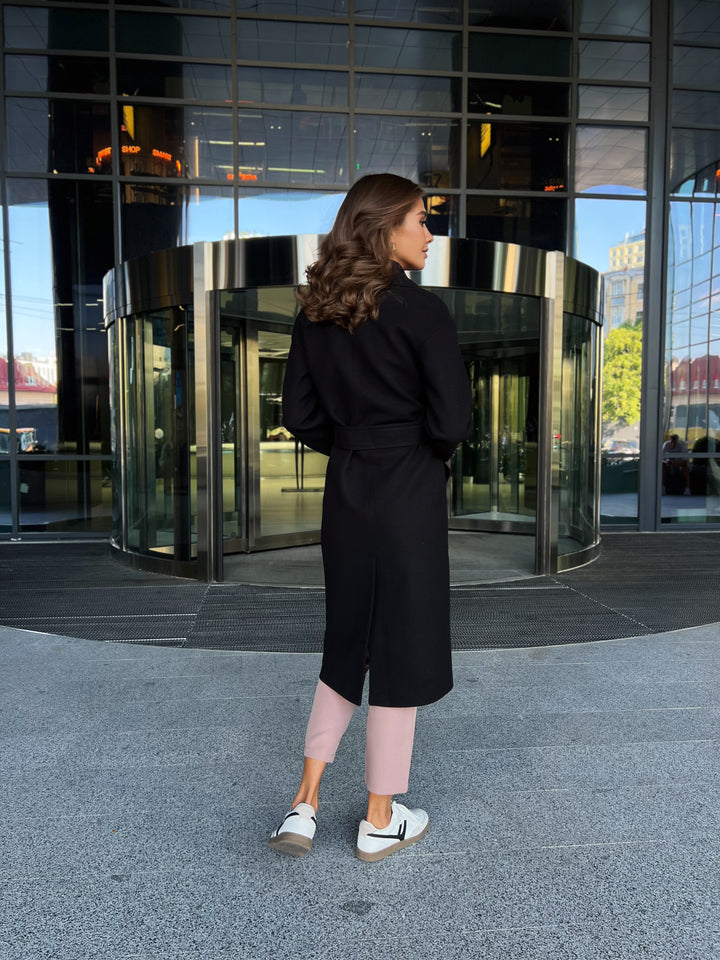 Madrid Wool Wrap coat Black