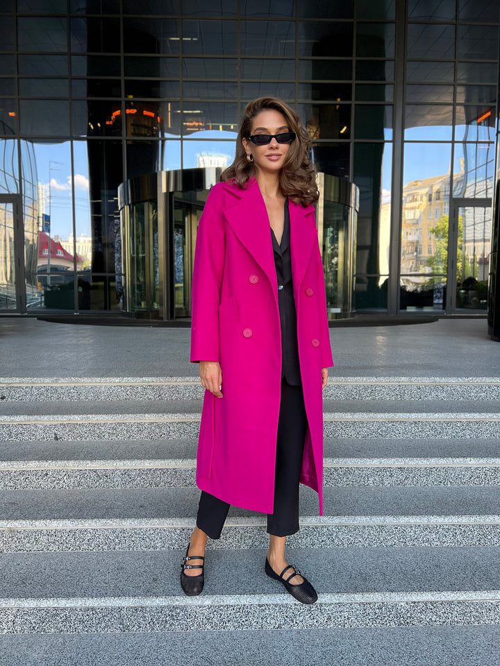 Munich Buttoned Coat Hot pink