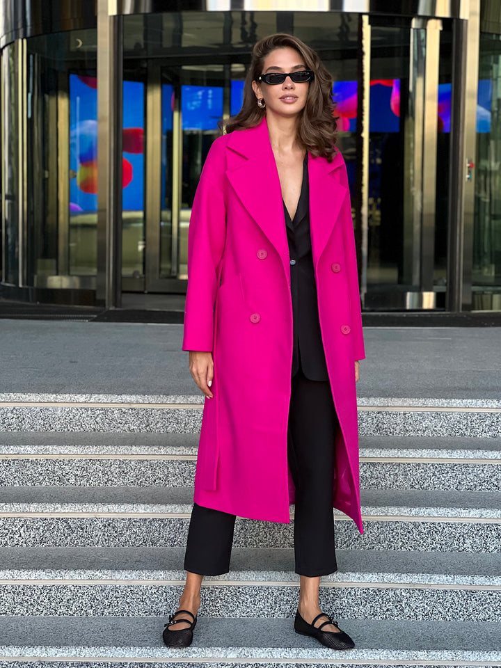 Munich Buttoned Coat Hot pink