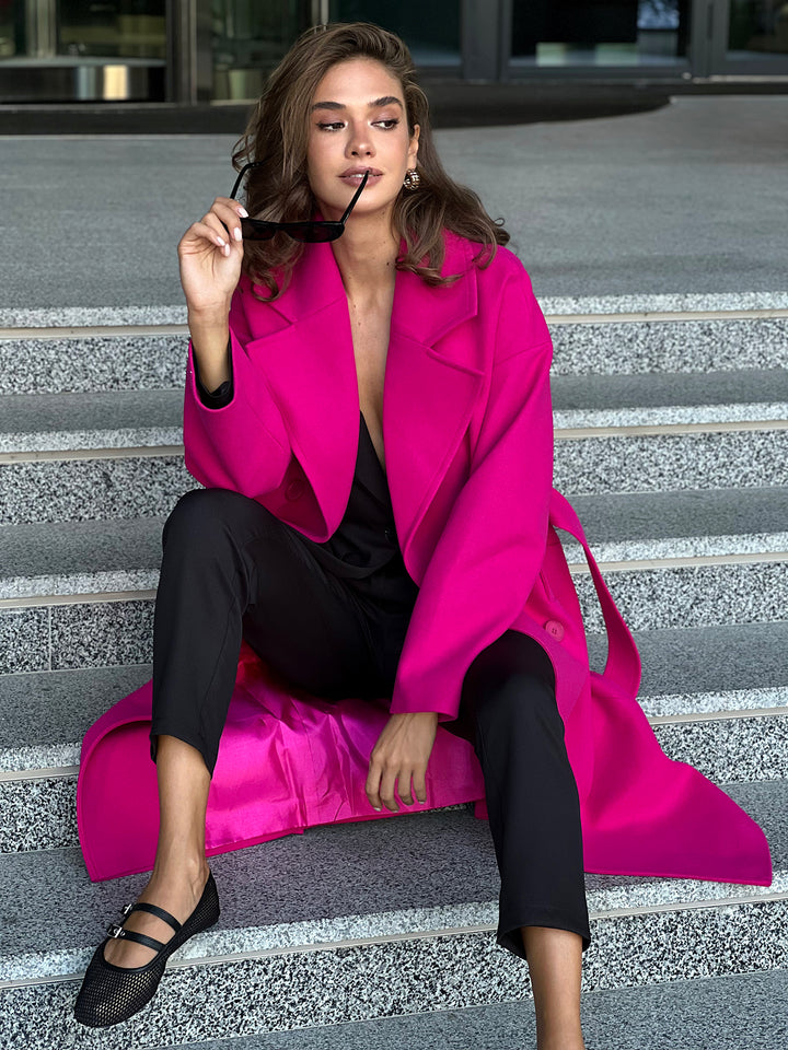Munich Buttoned Coat Hot pink