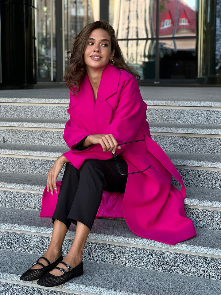Munich Buttoned Coat Hot pink