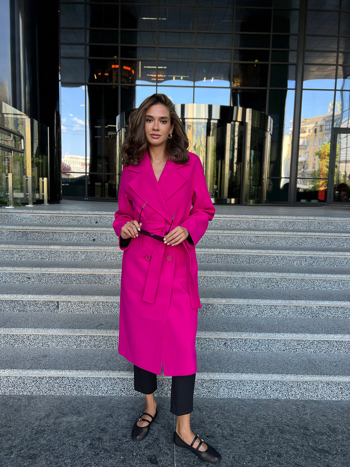 Munich Buttoned Coat Hot pink
