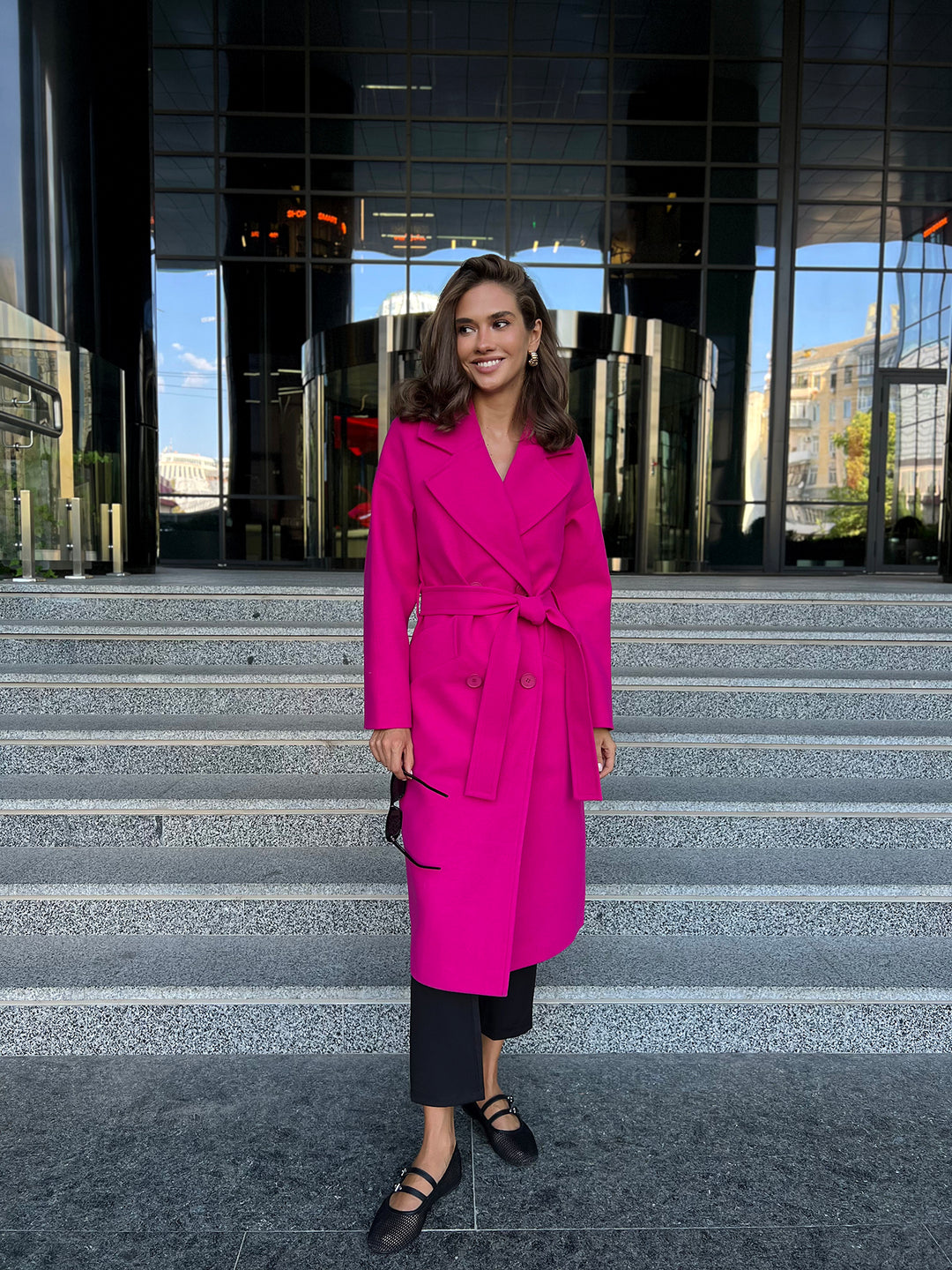 Munich Buttoned Coat Hot pink