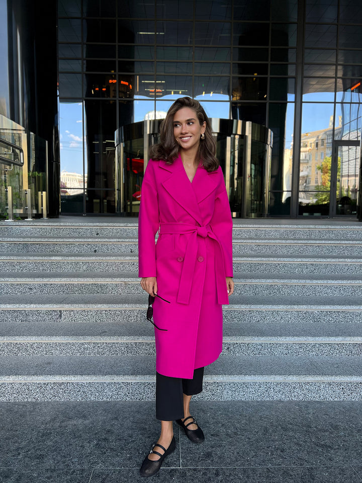 Munich Buttoned Coat Hot pink