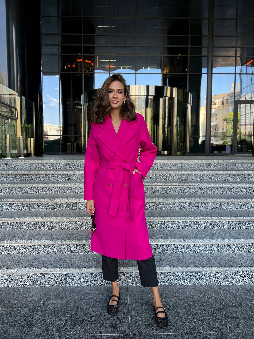 Munich Buttoned Coat Hot pink