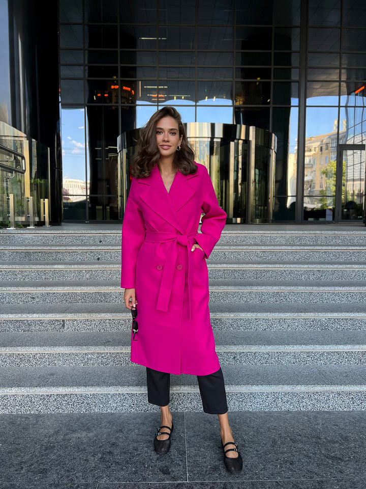 Munich Buttoned Coat Hot pink