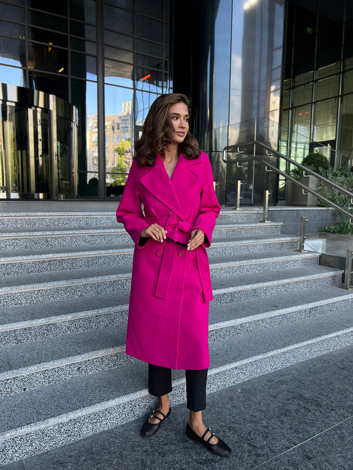 Munich Buttoned Coat Hot pink