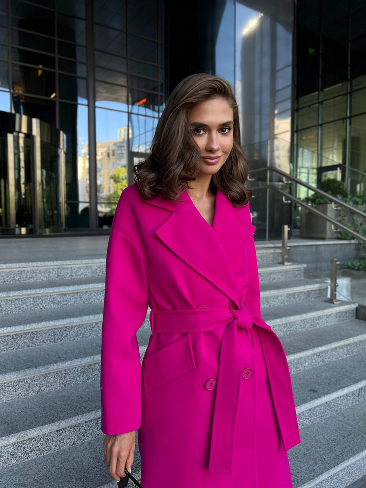 Munich Buttoned Coat Hot pink