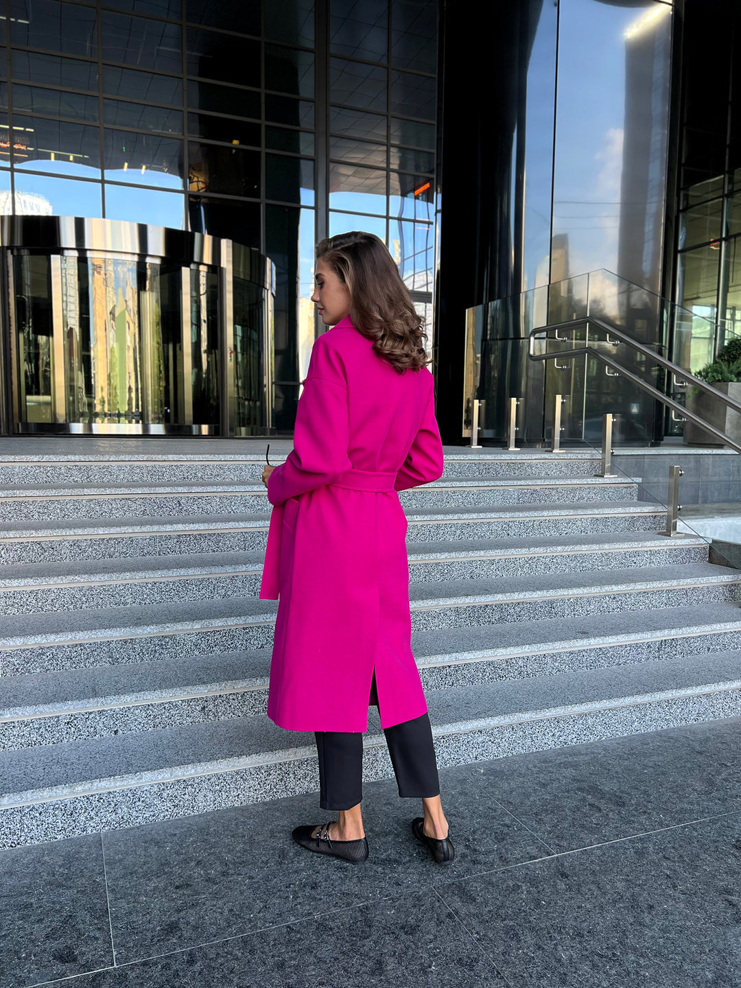 Munich Buttoned Coat Hot pink