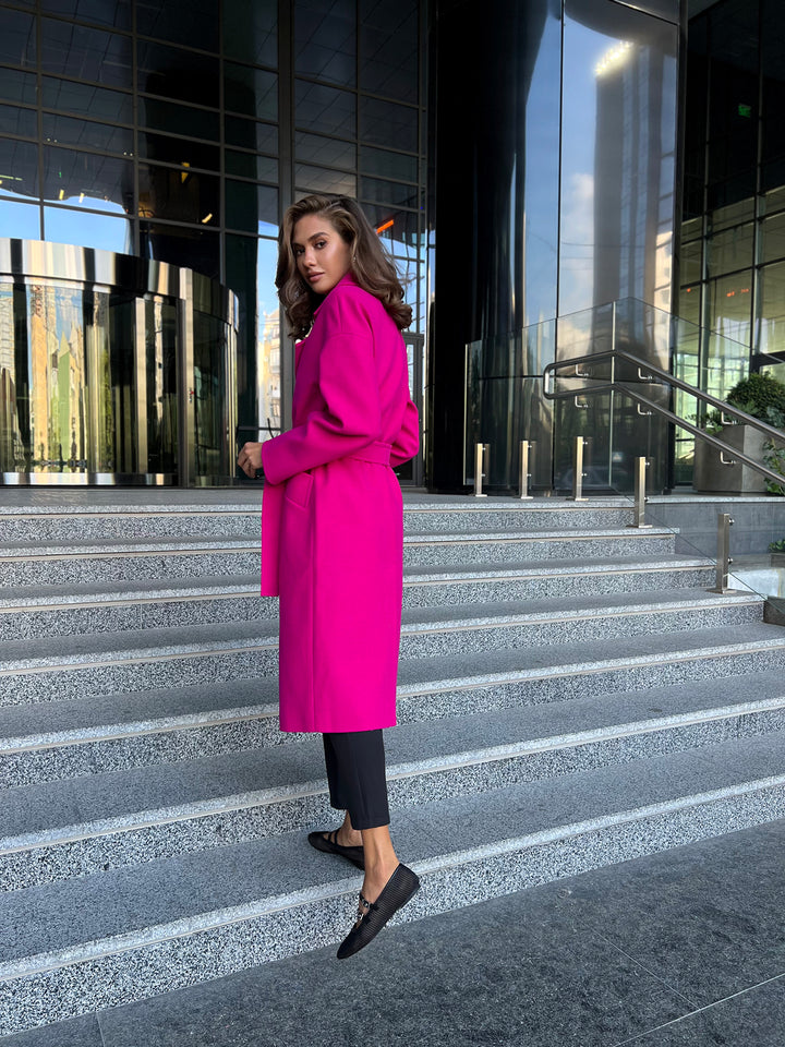 Munich Buttoned Coat Hot pink