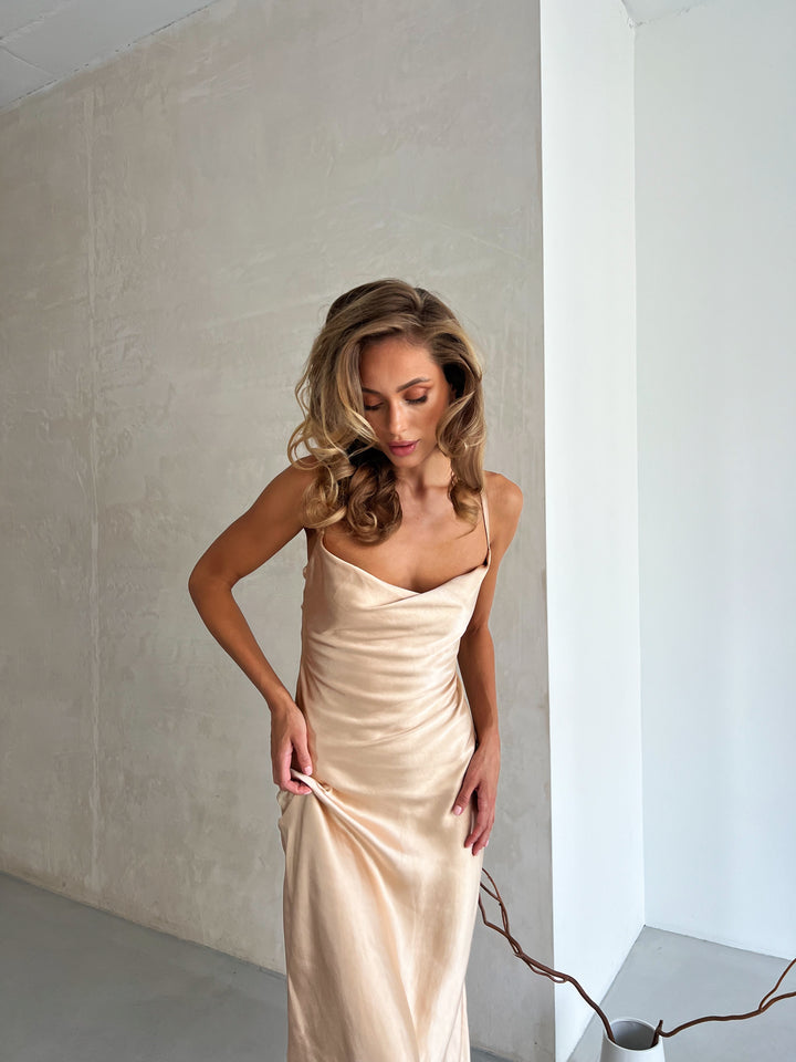 Ninel Satin Slip Dress Golden