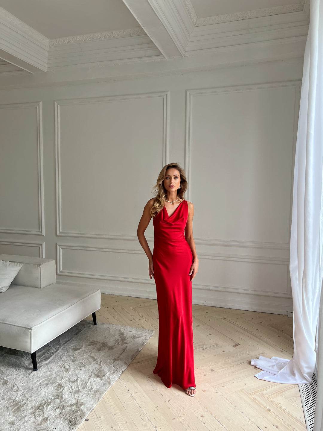 Angel Silk Maxi Dress Red