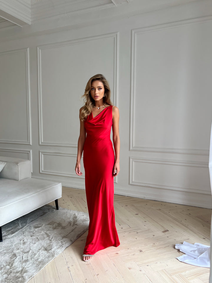 Angel Silk Maxi Dress Red