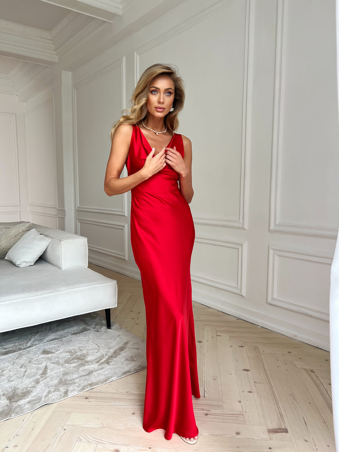 Angel Silk Maxi Dress Red