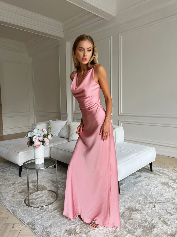 Angel Silk Maxi Dress Dusty Pink