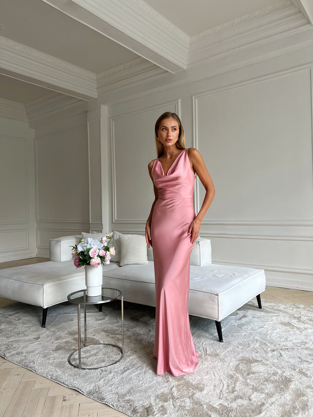 Angel Silk Maxi Dress Dusty Pink