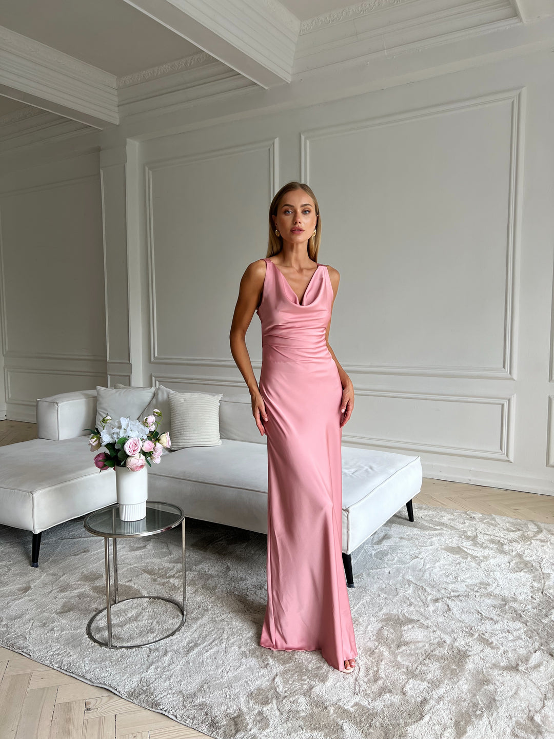 Angel Silk Maxi Dress Dusty Pink