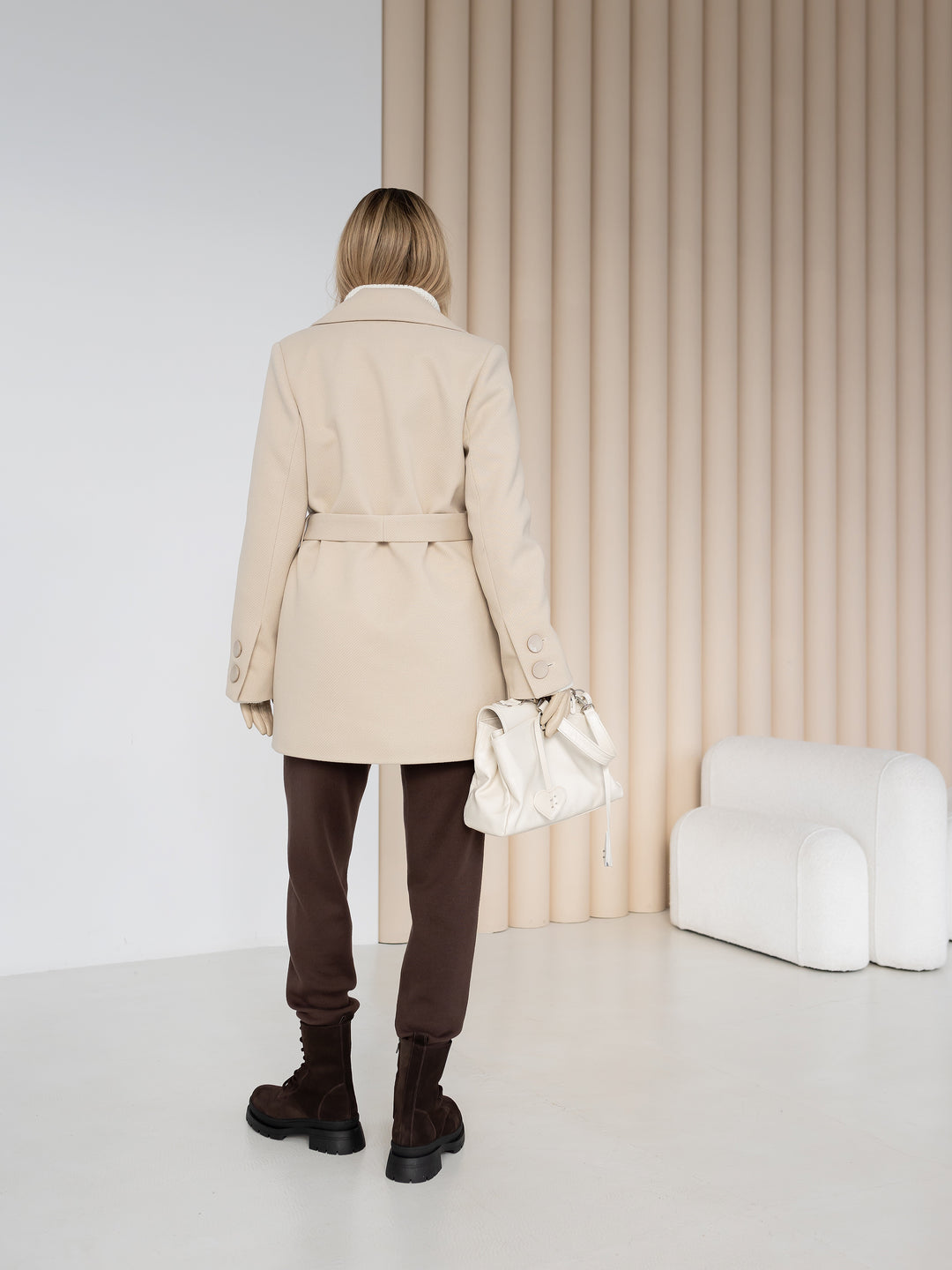 England Short Wrap Coat Latte
