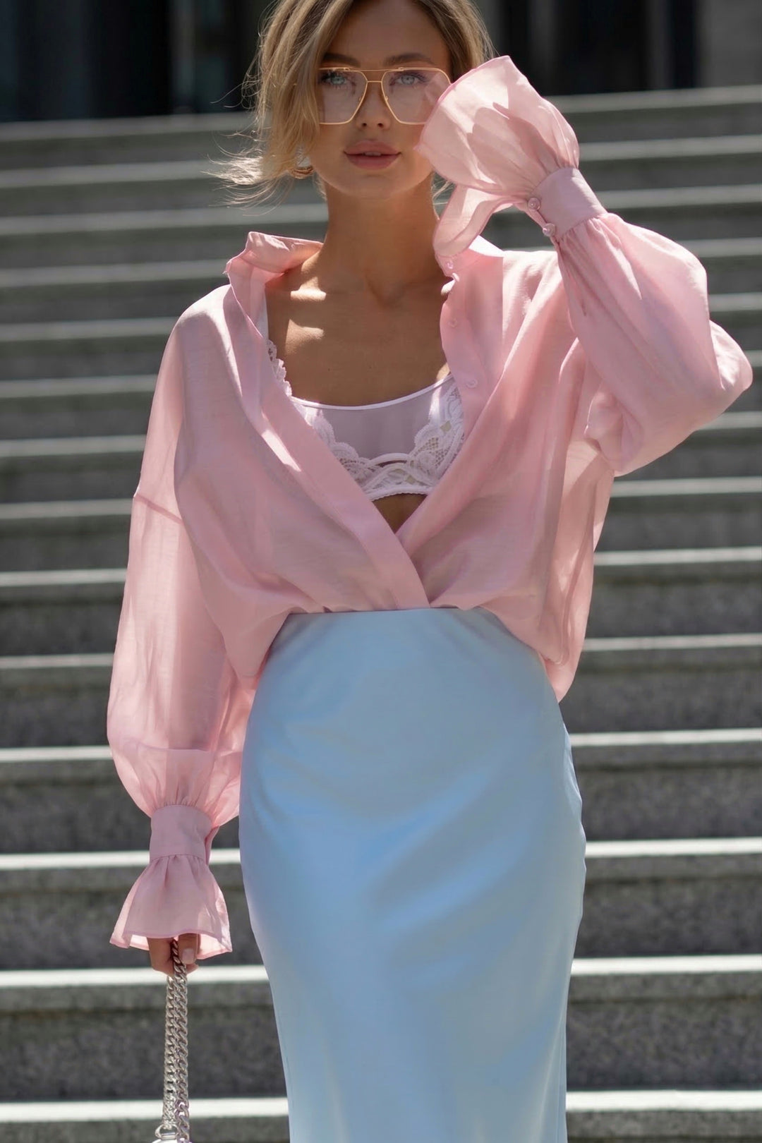 sheer Lyocell blouse light pink