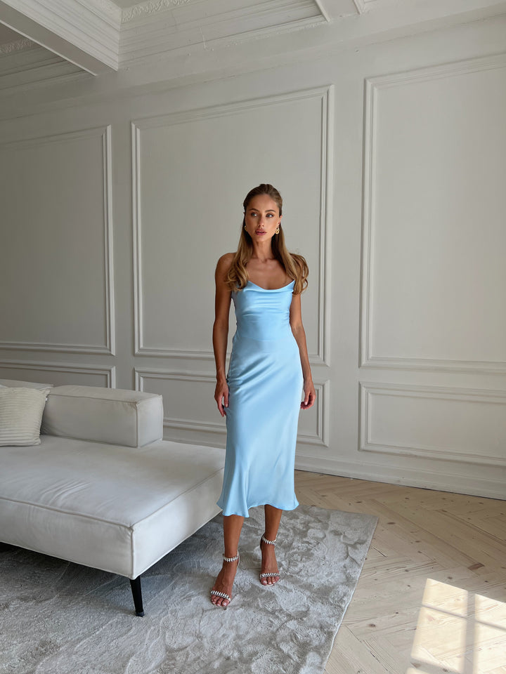 Ninel Silk Slip Dress Light Blue