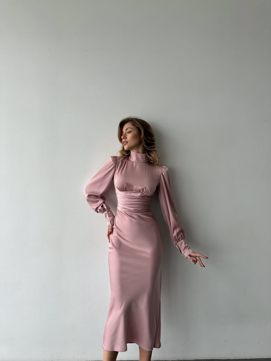 Raya Silk Open Back Dress Dusty Pink