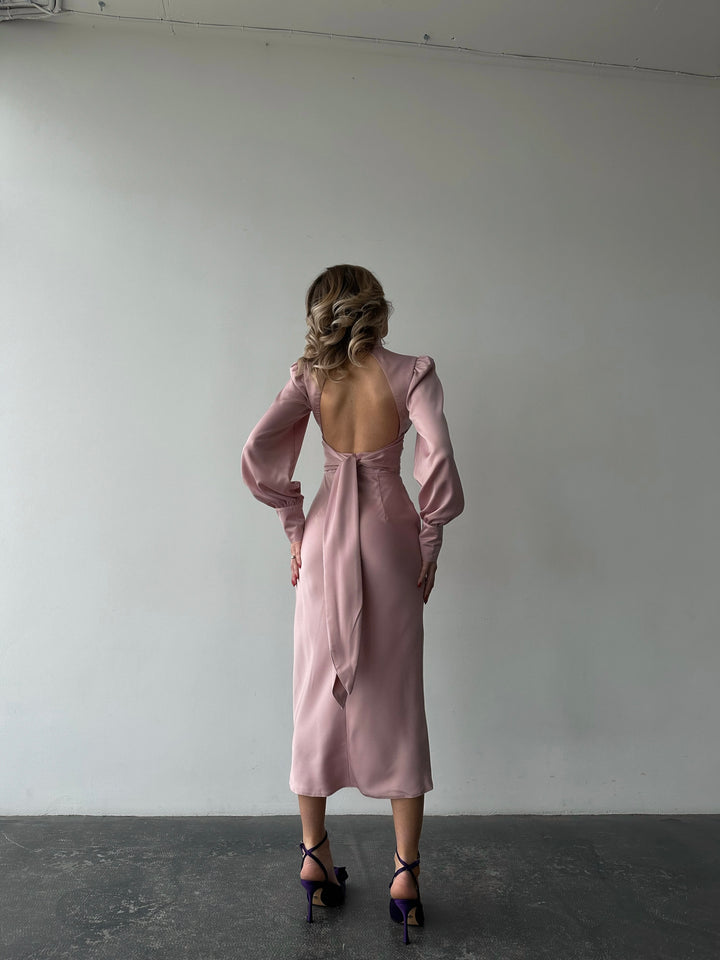 Raya Silk Open Back Dress Dusty Pink