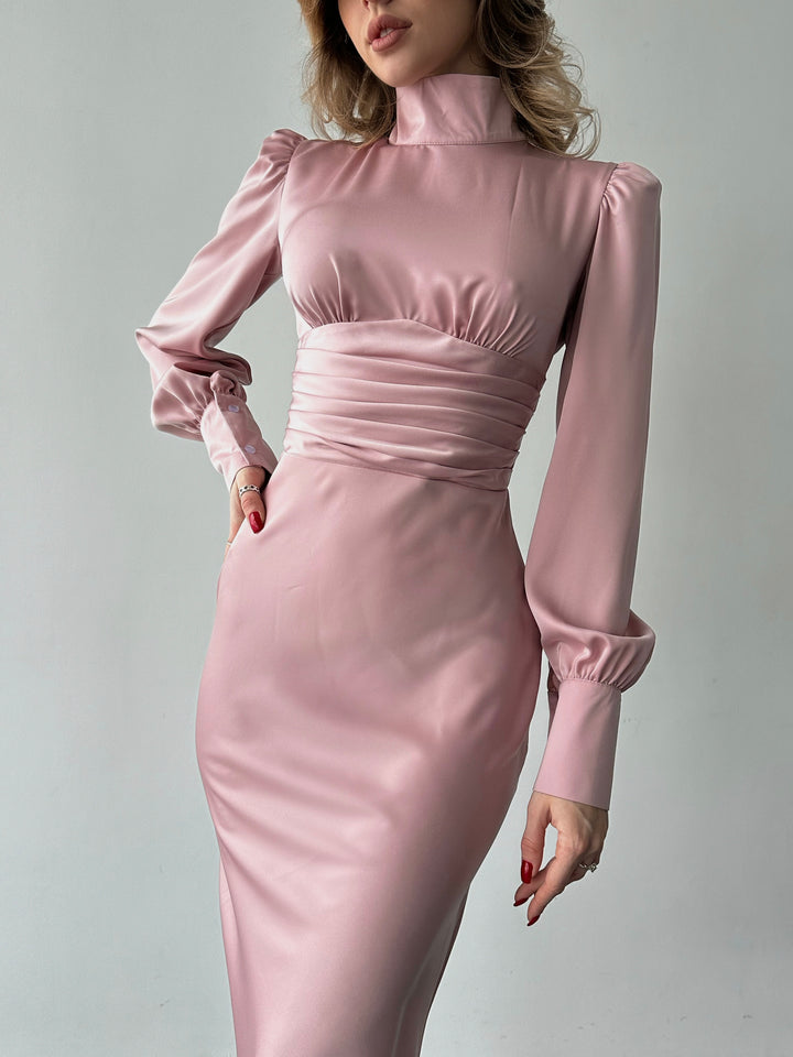 Raya Silk Open Back Dress Dusty Pink