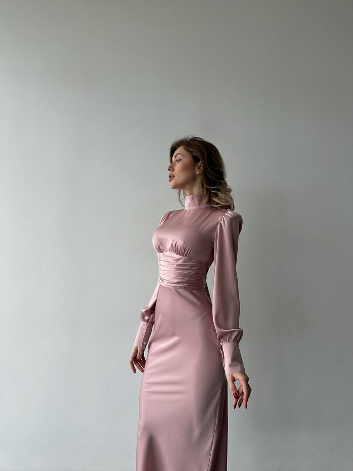 Raya Silk Open Back Dress Dusty Pink