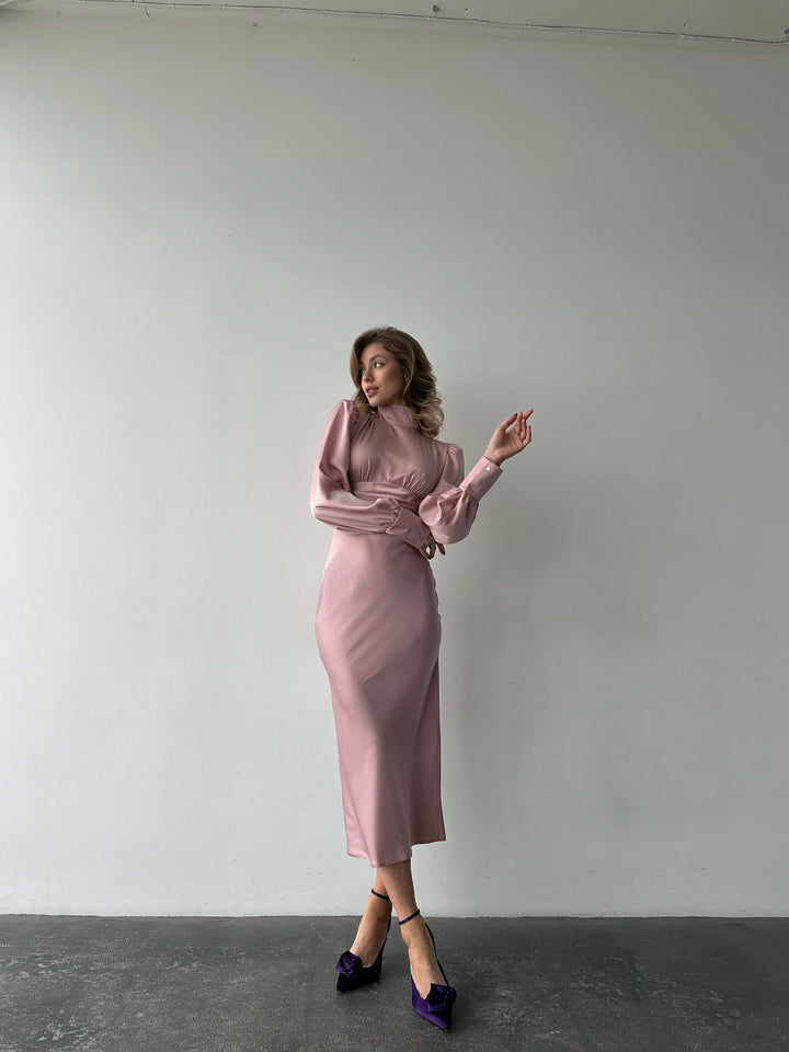 Raya Silk Open Back Dress Dusty Pink