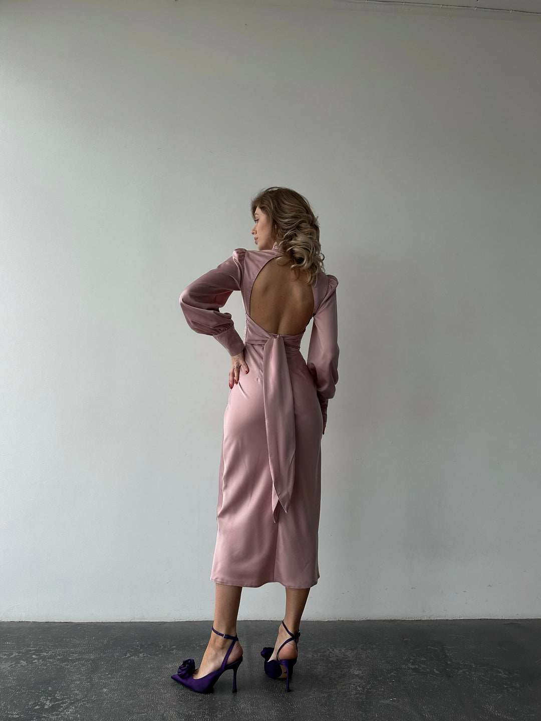 Raya Silk Open Back Dress Dusty Pink