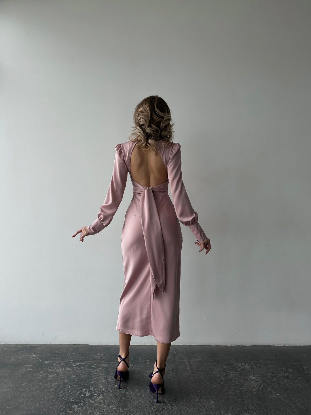 Raya Silk Open Back Dress Dusty Pink