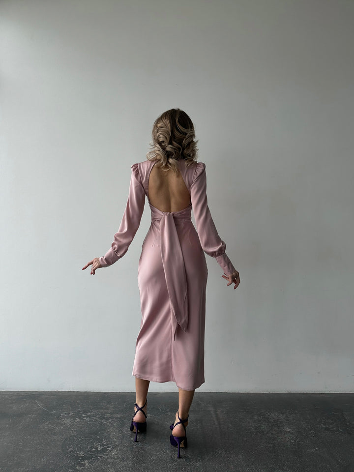 Raya Silk Open Back Dress Dusty Pink