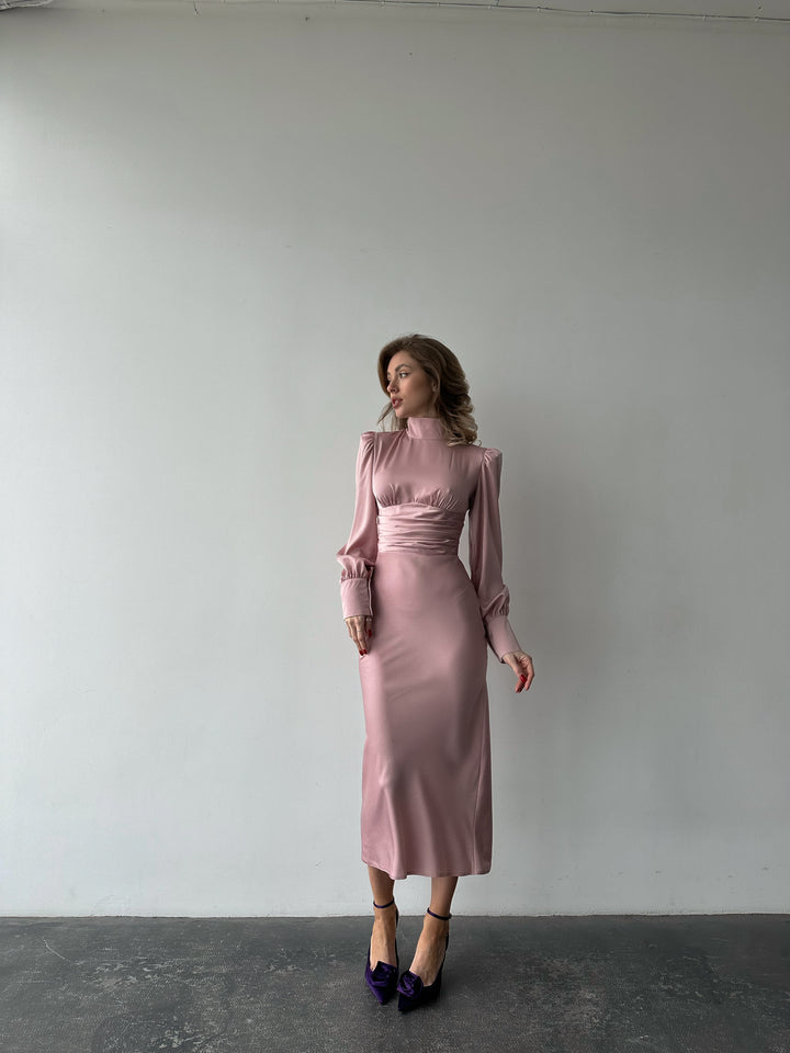 Raya Silk Open Back Dress Dusty Pink