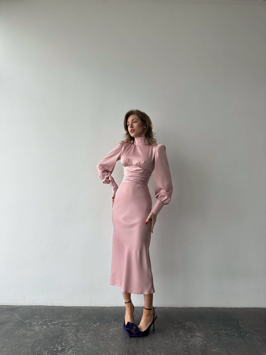 Raya Silk Open Back Dress Dusty Pink